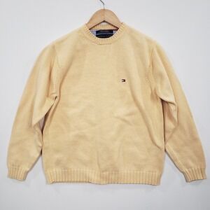 Tommy Hilfiger Sweater Mens Small Yellow Cotton Crewneck Preppy Coastal Classic